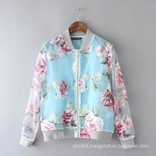 Latest Design Fashion Floral Printing Women Bomer Jacket